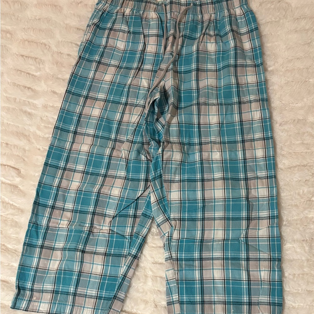 La Vie En Rose Blue and White Plaid Pajama Bottoms